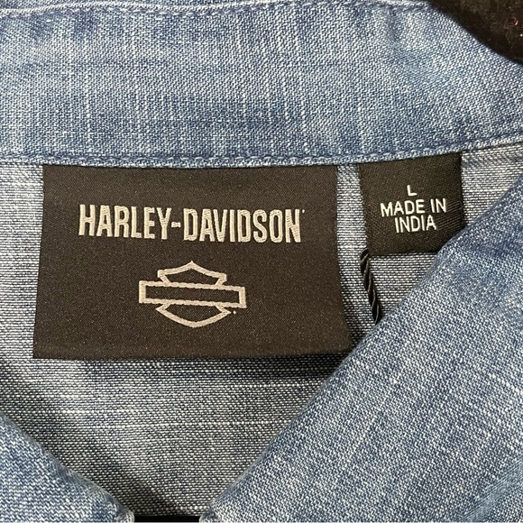 Harley-Davidson Division Chambray Anorak Jacket Denim Size Large NWT - Picture 4 of 13